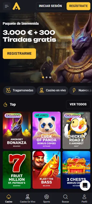 Amonbet Versión Móvil del Sitio Web